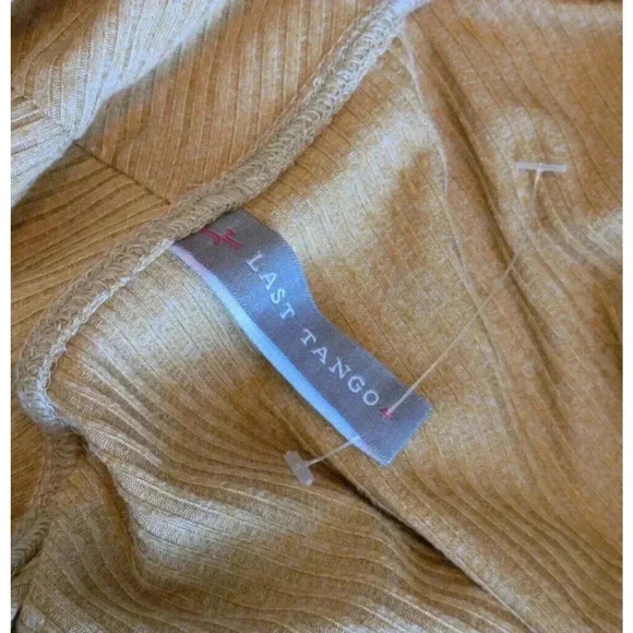Last Tango Heather Tan Beige Ribbed Cowl Neck 3/4 Sleeve Tunic Top New One Size - Picture 3 of 7